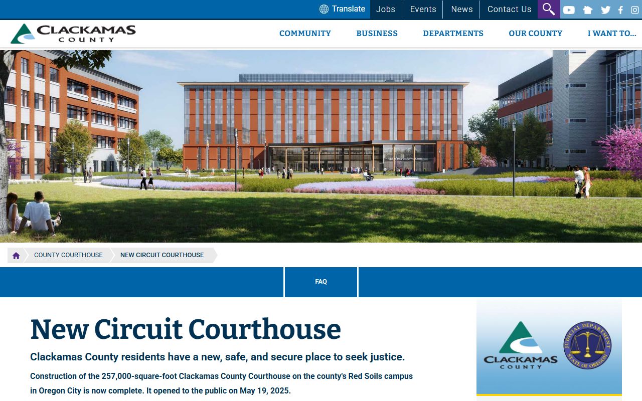Clackamas County new courthouse project page