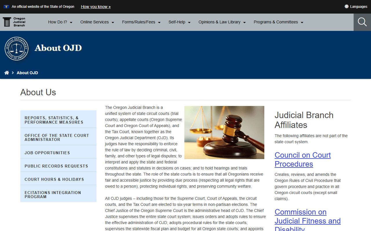 Oregon court structure page for Clackamas County court records