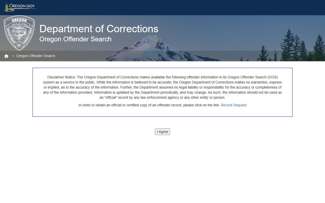 Oregon Department of Corrections offender search for released inmates