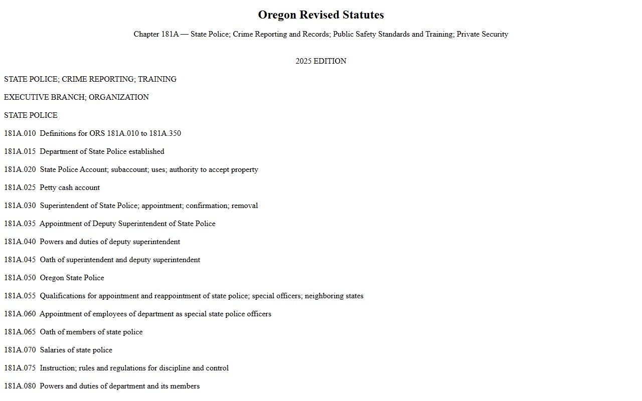 Oregon ORS Chapter 181A criminal justice information for Clackamas County records