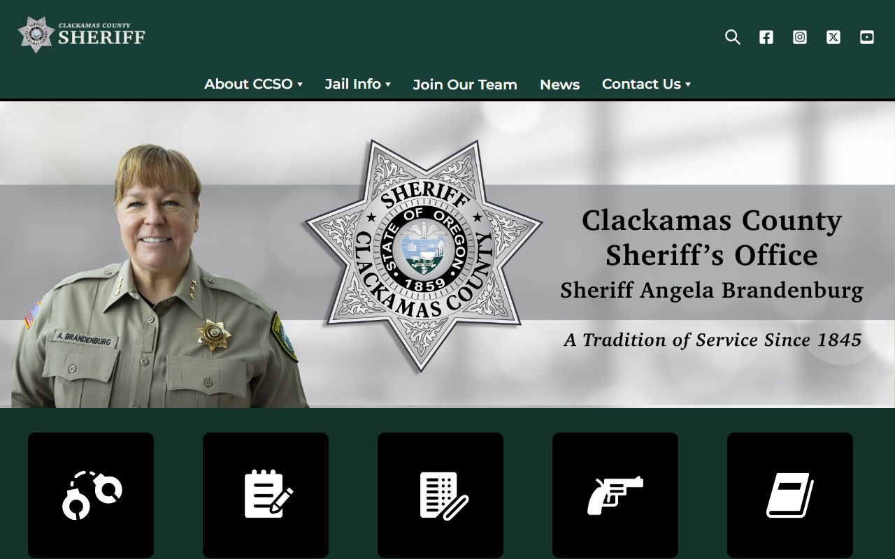 Clackamas County Sheriff's Office official site for arrest records
